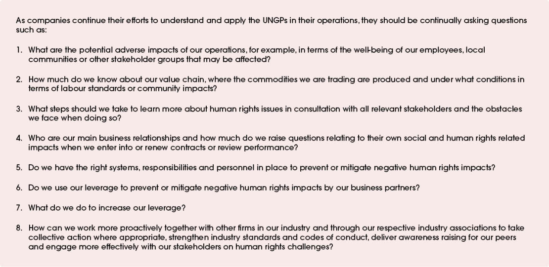 Ongoing Questions for Commodity Trading Companies on Implementing Human Rights